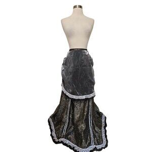 Womens Bustle Style Skirt Cosplay Steampunk Costume‎ Gray Black